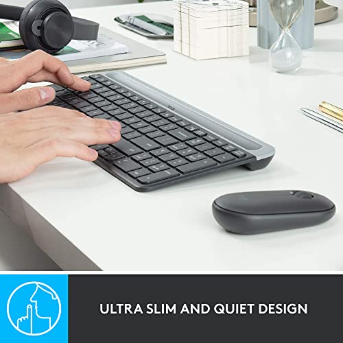 Logitech MK470 Slim Wireless Keyboard and Mouse Combo - Modern Compact Layout, Ultra Quiet, 2.4 GHz USB Receiver, Plug n' ...