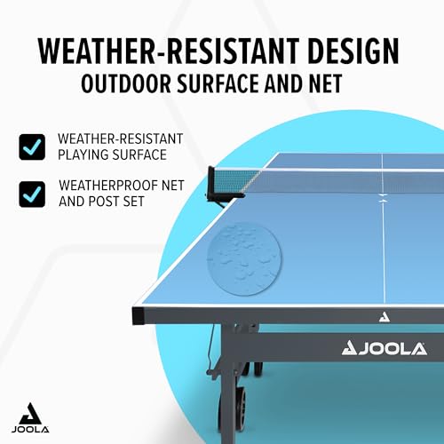 JOOLA NOVA Outdoor Ping Pong Table with Waterproof Table Tennis Net Set - Quick Assembly - All Weather Aluminum Composite ...