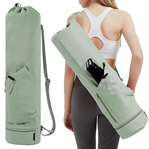 sportsnew Yoga Mat Bag with Water Bottle Pocket and Bottom Wet Pocket, Exercise Yoga Mat Carrier Multi-Functional Storage ...