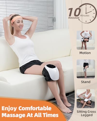 HXMBFBF Knee Massager, 3-in-1 Cordless with Heat and Red Light, Comfort 3 Vibration Modes and 3 Heating Levels Long Batter...