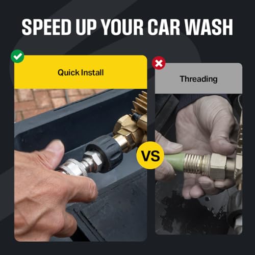Active M22-14mm Pressure Washer Quick Connect Kit, 304 Stainless Steel M22-14mm to 3/8" Male to Female Quick Disconnect Ki...