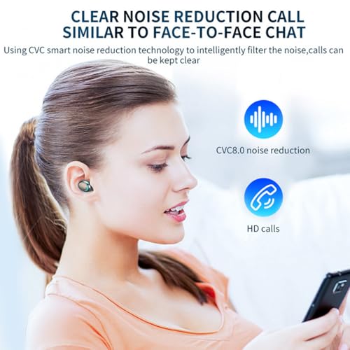 BSWLMDD Wireless Earbuds, Bluetooth 5.3 Headphones, Touch Control Noise Cancellation, HiFi Stereo with LED Display Chargin...