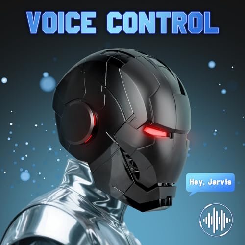 Iron Hero MK 5 Black Edition Helmet for Man – 1:1 Wearable Collectible with Voice, Touch & Remote Control, LED Eyes & Real...