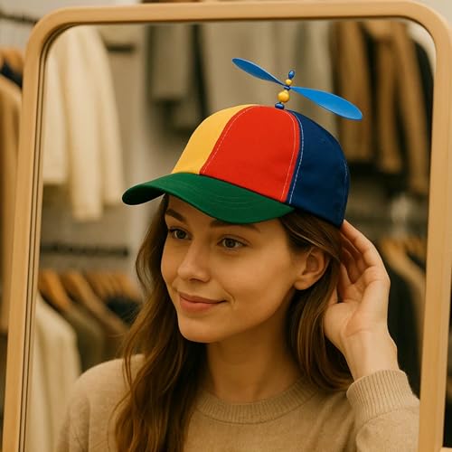 Aiermo Colorful Helicopter Baseball Cap: Neutral Adjustable Cute Baseball Helicopter Propeller Cap Snapback Cap