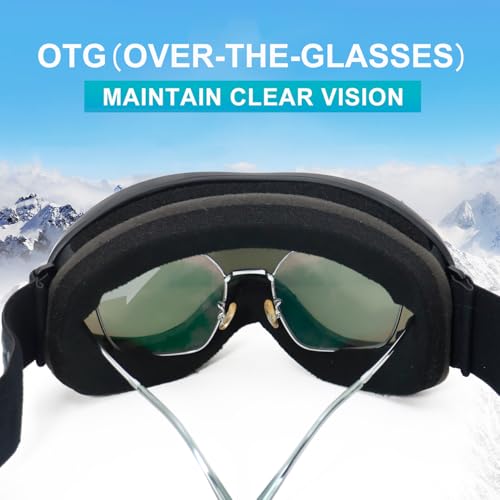 SPOSUNE Kids Ski Goggles, Kids Snowboard Goggles OTG Anti-Fog Snow Goggles for Boys Girls Youth Age 5-14