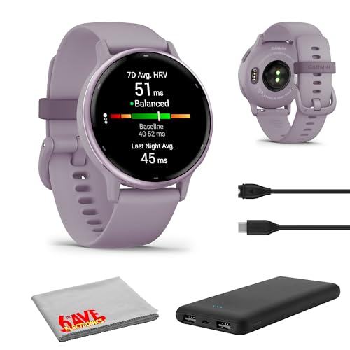 Garmin Vivoactive 5 Fitness Tracker Smart Watch for Men & Women with Metallic Orchid Bezel w/Orchid Case and Silicone Band...