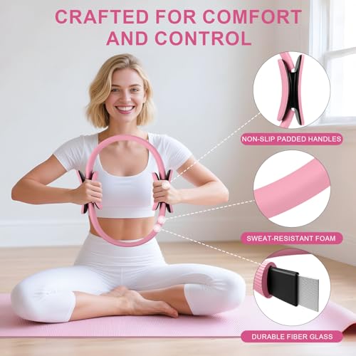 NITMTYOU Home Pilates Essentials Kit for Women - Complete Set with 9" Yoga Ball, Figure 8 Resistance Band, Pilates Bands, ...