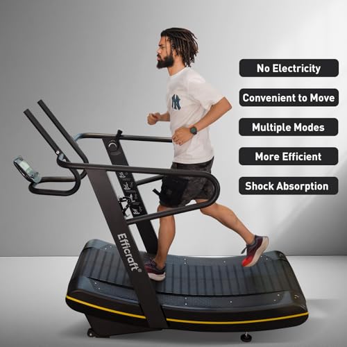 Manual Curved Treadmill, 8-Level Resistance, LCD Display, Non-Electric Fitness Equipment for Home & Gym, Cardio & Anaerobi...