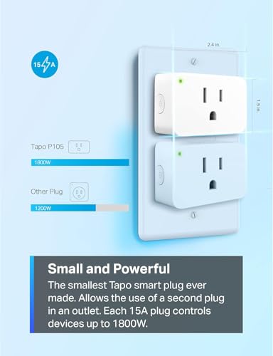 TP-Link Tapo Smart Plug Mini 15A, Smart Home Wi-Fi Plug, Super Easy Setup, Compatible with Alexa & Google Home, No Hub Req...