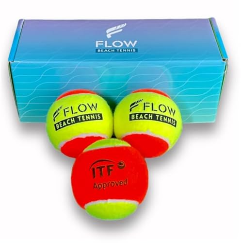Flow Tennis Beach Balls, ITF Approved - Pack of 3, Low Compression Sand Court Balls