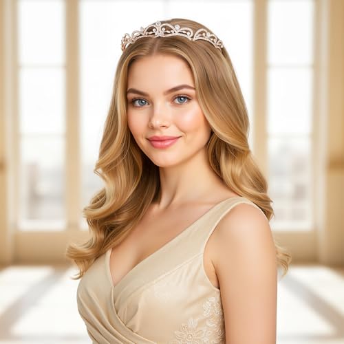 Gold Tiaras and Crowns for Women Wedding Tiaras for Bride Rhinestone Princess Crowns Small Gold Tiara Crown Headband for W...