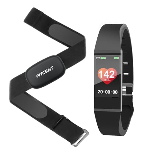 FITCENT Heart Rate Monitor Chest Strap with Fitness Tracker, ANT+ 5.3Khz Bluetooth Heart Rate Monitor Compatible with Pola...