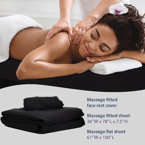 ForPro Professional Collection Premium Microfiber 3-Piece Massage Sheet Set, Black, Ultra-Light, Stain, and Wrinkle-Resist...