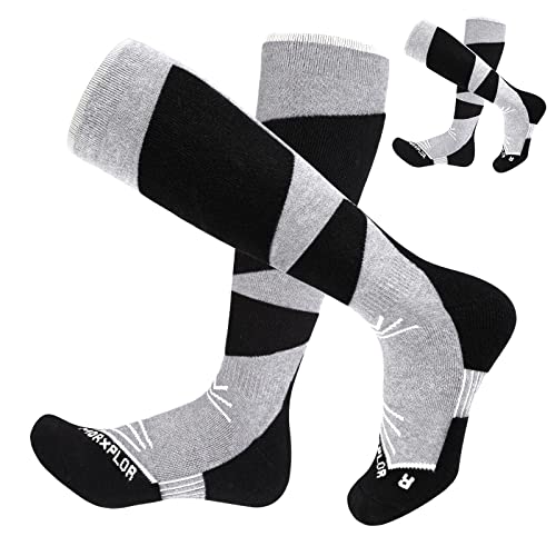 MORXPLOR Merino Wool Ski Socks 2 Pairs Pack for Men&Women,Skiing and Snowboarding Knee High Warm Socks for Cold Weather