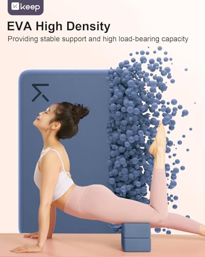 KEEP Yoga Block, High-Density EVA Foam 2 Pack Yoga Block with Non-Slip Textured Surface, Supportive, Lightweight - Ideal f...