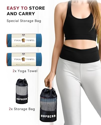 HAPBEAR 2 Pack Hot Yoga Towel - Non Slip Yoga Mat Towel with Grip Dot, Super-Absorbent, Soft Microfiber Towel for Hot Yog...