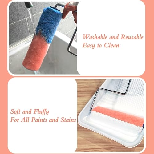King Origin Paint Roller Covers, 18 Pack, 9 Inch Paint Roller, 3/8 Nap High Dense Roller Covers for Smooth and Textured Ro...