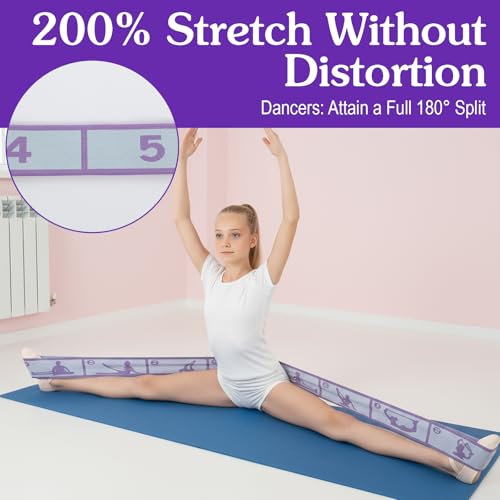 Stretch Strap for Girls Elastic Gymnastics Stretching Ballet Dance Band with 8 Loops, Adjustable Exercise Training Resista...
