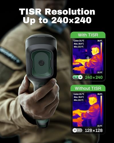 H128 Handheld Thermal Camera, 240 x 240 TISR Resolution, 24h Battery Life Thermal Imaging Camera, 25 Hz Infrared Camera wi...