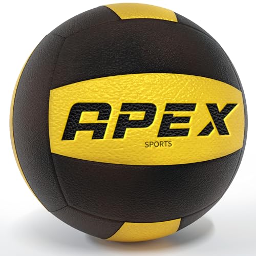 Apex Sports Professional Volleyball - Official Size and Weight, Premium Quality, High-Visibility Black and Yellow, Ideal f...