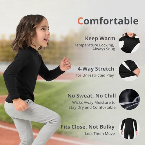 PUMYOON 2T-6Y Fleece Lined Toddler Thermal Set, Thermal Underwear for Kids Toddler Base Layer Shirt for Boys Girls