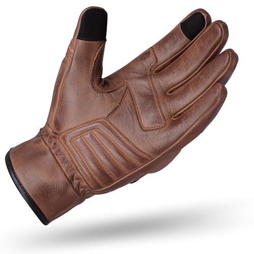 WARDLER Chester Motorcycle Gloves for Men/Women, Cowhide Leather Touchscreen, Summer, Chester Vintage, Knuckle & Finger Pr...