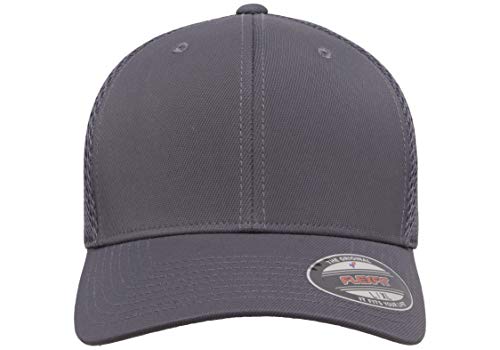 Flexfit Unisex Mesh Fitted 2-Tone Trucker Hat, Charcoal/Yellow, One Size