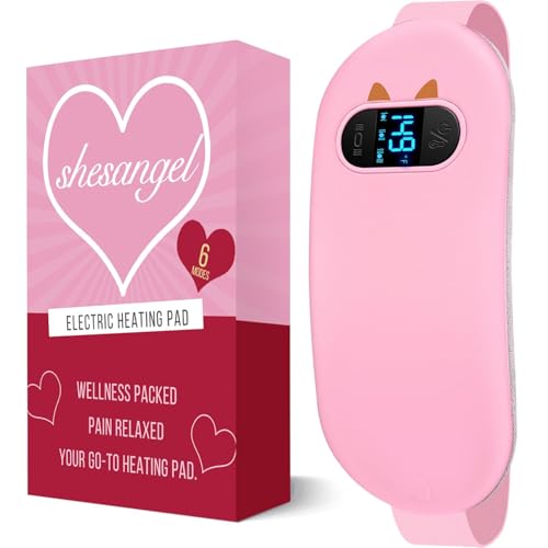 Portable Heating Pad for Period Cramps: Cordless Menstrual Heating Pad with 6 Heat Levels and 6 Massage Modes, 3s Fast Hea...