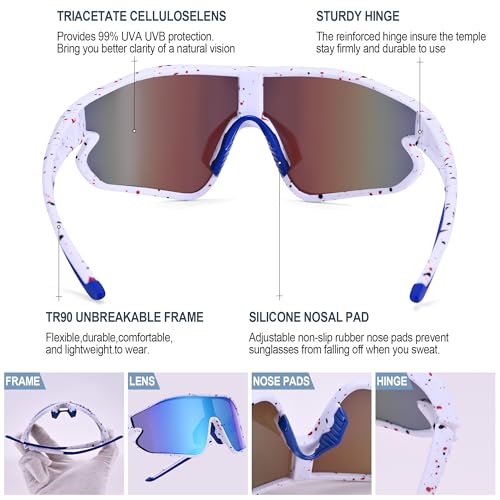 GLARDEFE Kids Baseball Sunglasses - Youth Baseball Sunglasses for Boys Girls - Sports Softball Shades Age 6-14