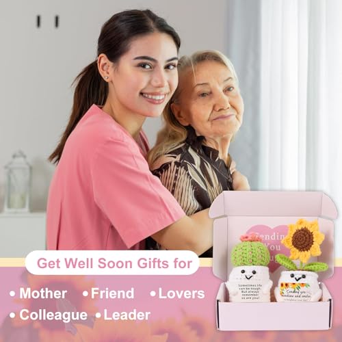 Munutix Get Well Gifts for Women - Positive Sunflower Crochet Surgery Recovery and Cancer Care Comfort Gifts, Get Well Soo...