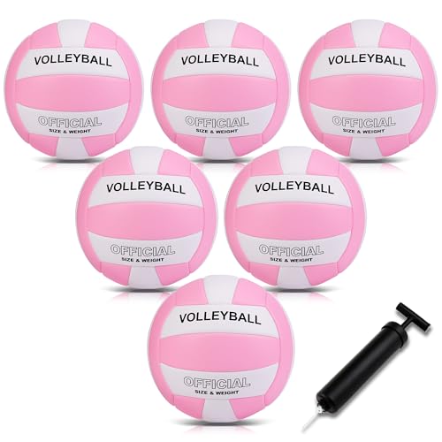 EVZOM 6 Pack Volleyballs Soft Beach Volleyball Official Size 5 for Outdoor/Indoor/Pool/Gym/Training Premium Volleyball Dur...