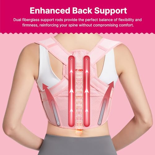 Fit Geno Posture Corrector for Women: Adjustable Lightweight Upper Back Brace for Neck Shoulder & Upper Back Pain Relief -...
