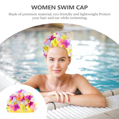 Didiseaon Flower Swim Cap Petal Shower Cap for Women Girls Three-Dimensional Floral Petal Stylish Bathing Hat Retro Handma...
