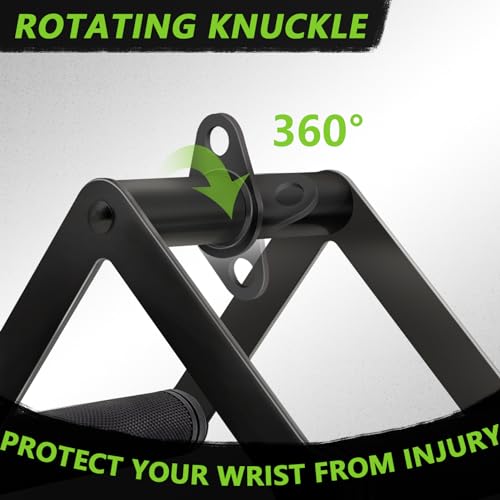 Howffite Double D Row Handle Cable Attachment for Weight Workout, Steel with Non-Slip Rubber Grip (Black)