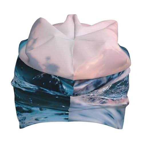 Ocean Waves Print Soft Beanie Winter Hat Warm Thermal Cap Headwear for Snow Play Outdoor Activities