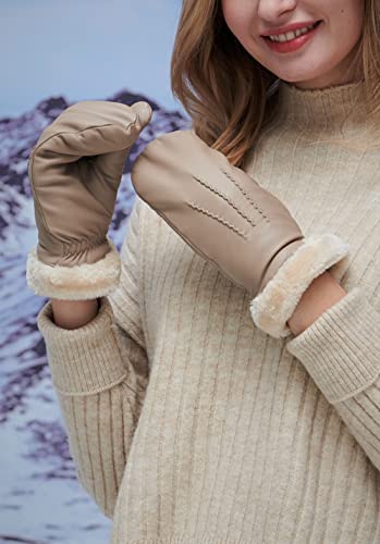 YISEVEN Women's Winter Genuine Leather Gloves Mittens
