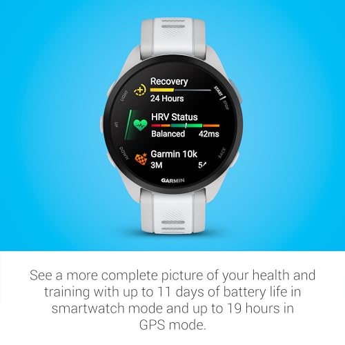 Garmin G010-N2863-31 Forerunner 165 Music Running Smartwatch, GPS, WiFi, Mist Gray/Whitestone - Certified Refurbished