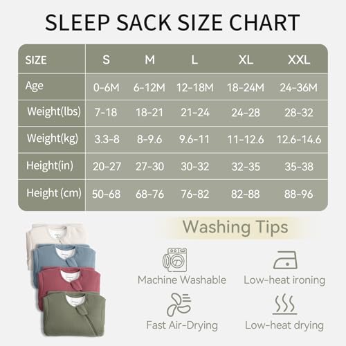 BubblePanda Rayon Made from Bamboo Sleep Sack 0-6 Months Long Sleeve Newborn Sleep Sack 0-3 Months 1.5 Tog Winter Baby Wea...