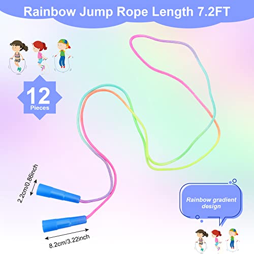 Kids Jump Rope,12 Pack Rainbow Jump Rope Set,7.2 Ft Adjustable Skipping Rope,Durable Jump Ropes with Plastic Handles,Vibra...