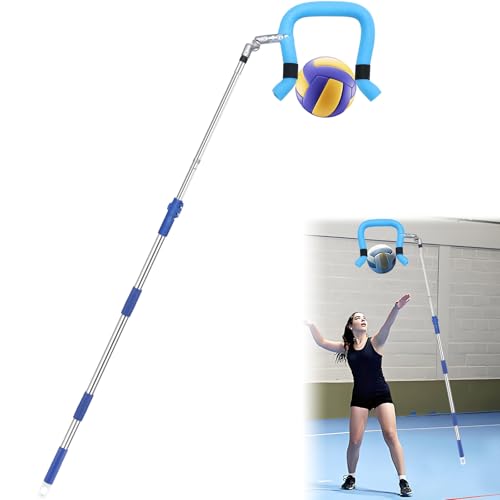 ISIVOVE Volleyball Spike Trainer - Retractable Height 64.1-86.6 Inches, Real Ball Feel Hitting Tool for Spiking/Jumping/Se...