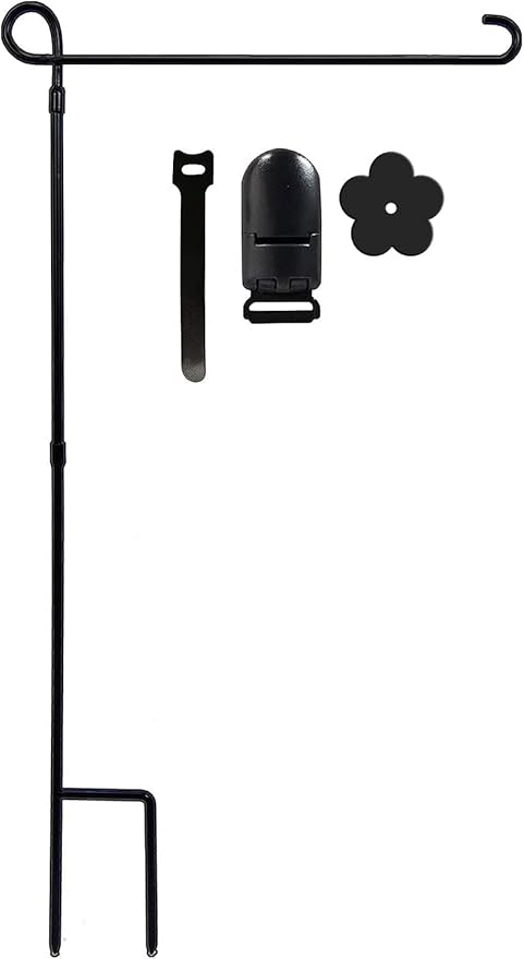 YEAHOME Garden Flag Holder Stand, Premium Yard Flag Holder Weather-Proof Metal Powder-Coated Flagpole with Clip and Stoppe...