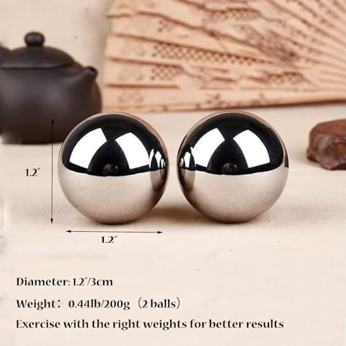 Tianigo Stainless Steel Baoding Balls Set, 1.2 Inches Chinese Health Balls, Metal Stress Relief Hand Massage Balls No Chim...
