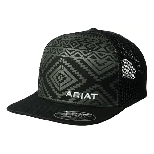 ARIAT Men's Aztec Black Flat Bill Cap