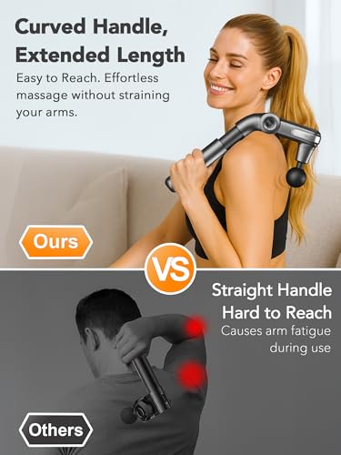 Foldable Massage Gun Deep Tissue with Retractable Handle，Back and Neck Massager for Pain Relief，Handheld Massager for Shou...