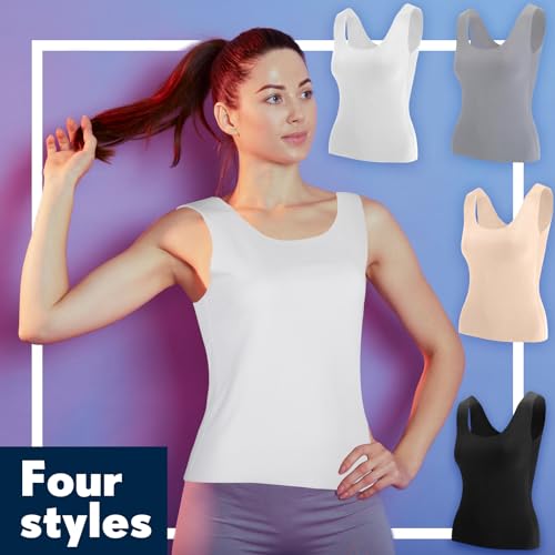 Toulite 4 Pcs Thermal Tank Tops Women Underwear Tops Sleeveless Undershirt for Women Cotton Camisole Warm Base Layer