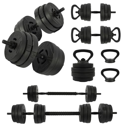 Multi-Functional Portable Changeable Dumbbell and Barbell Kettlebell Set with Adjustable Weights, Multiple Styles