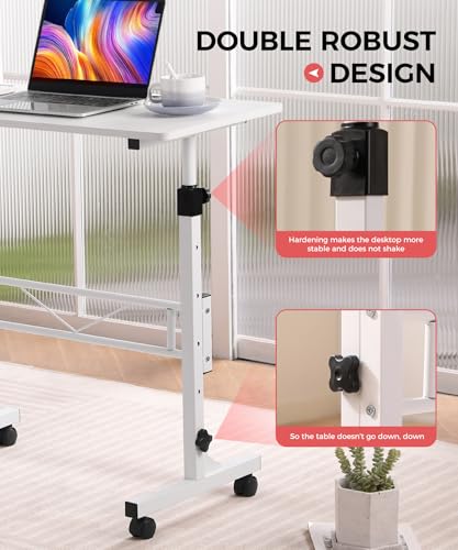KLSMYHOKI Standing Desk Adjustable Height, Mobile Stand Up Desk with Wheels Small Computer Desk Rolling Desk, Portable Lap...