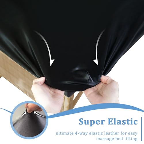 KIDOACOW Leather Massage Table Cover Protector Wipeable Massage Table Cover Fitted Replacement Sheet Covers for Massage Be...