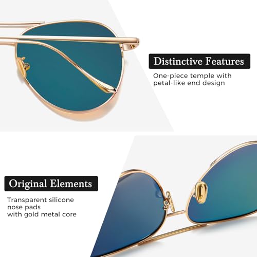SUNGAIT Women's Lightweight Oversized Aviator Sunglasses - Classic Style Polarized Lens