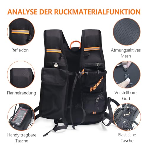 Lightweight Hydration Backpack with 2L Hydration Bladder & Compass & Whistle, Touch Phone Pocket, Breathable Reflective Hy...